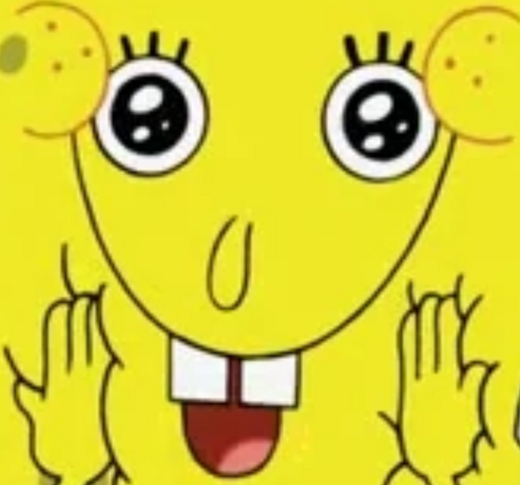 excited face meme spongebob