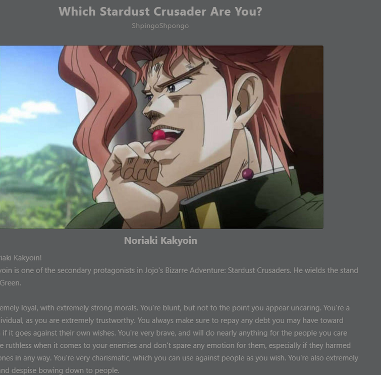 Quiz] De quem é esse stand em JoJo's Bizarre Adventure?