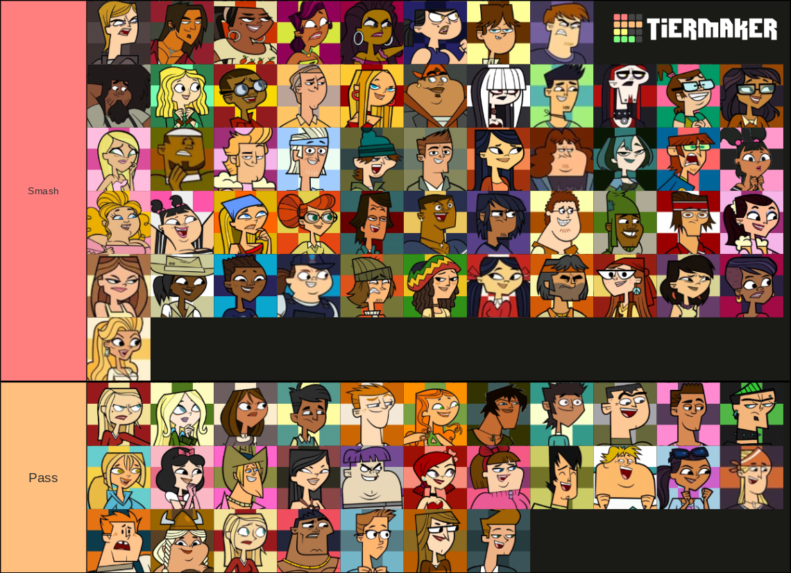 Total Drama characters smash or pass tier list