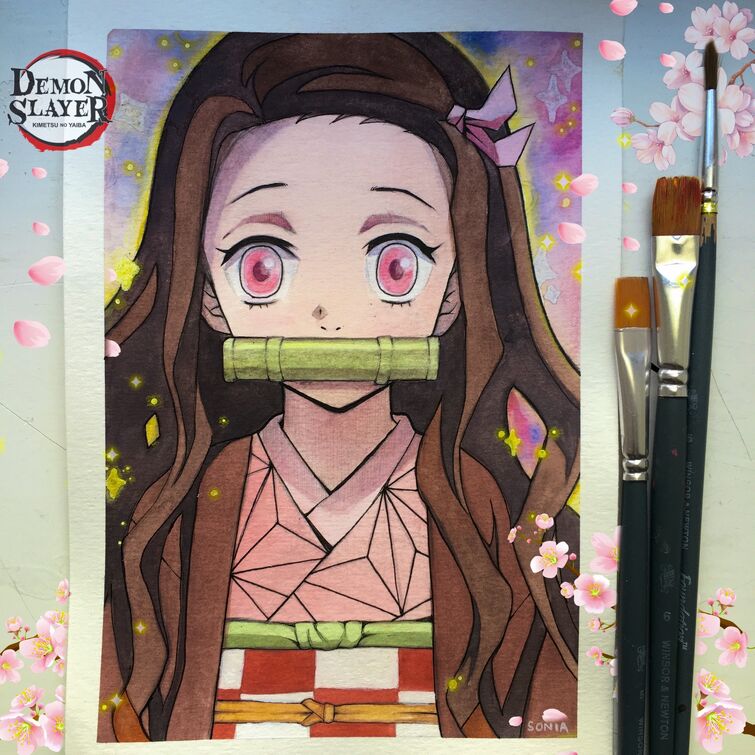 nezuko canvas painting