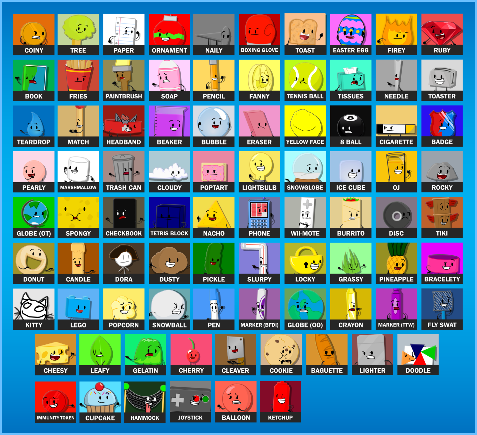 all bfdi characters 