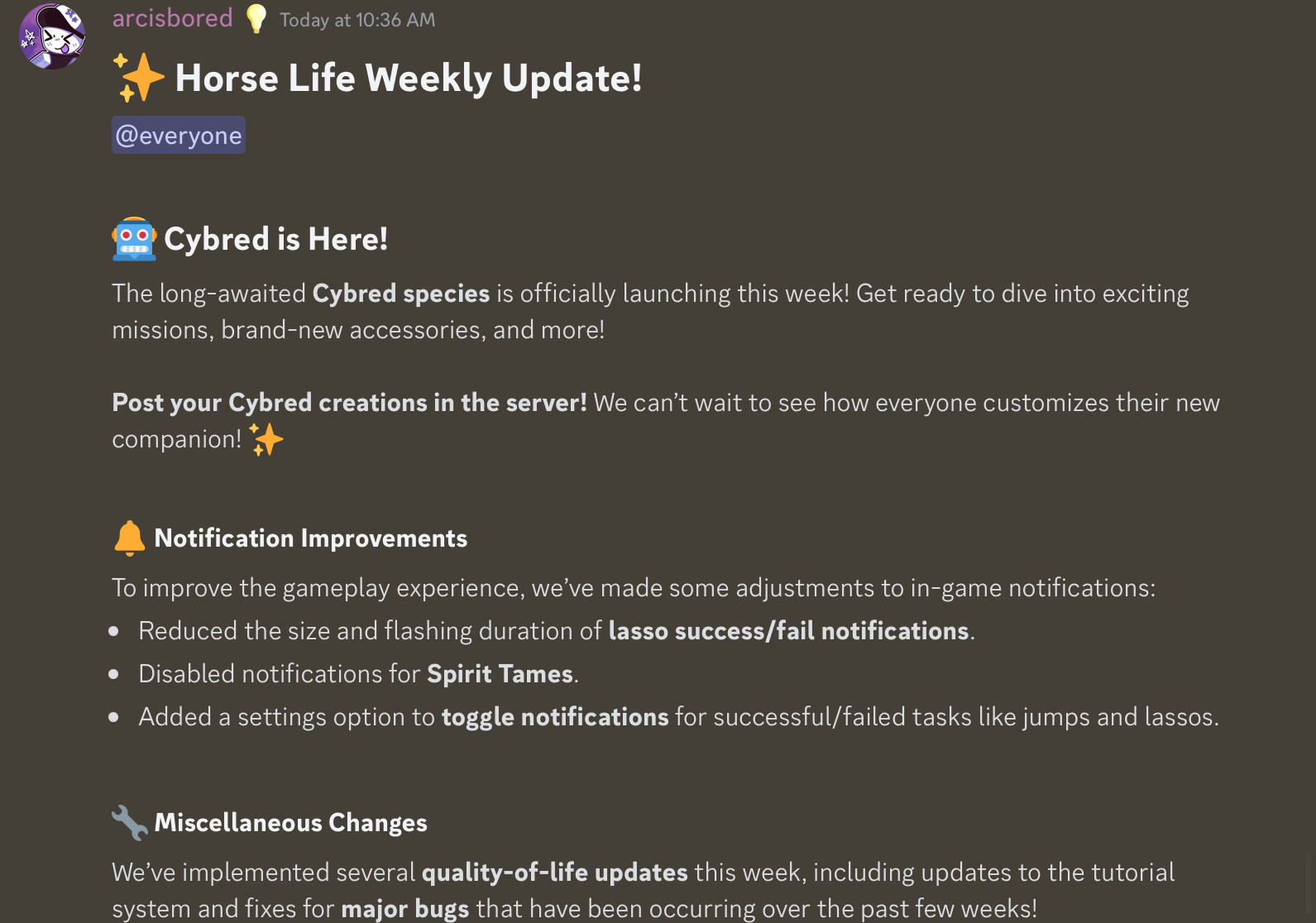 Cybred Species Release — Discord Update Log (01/18/2025) Fandom