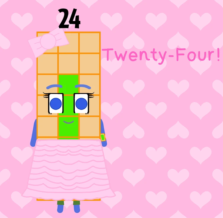 Numberblock 24 wearing a pink ribbon and a skirt but in my style ...