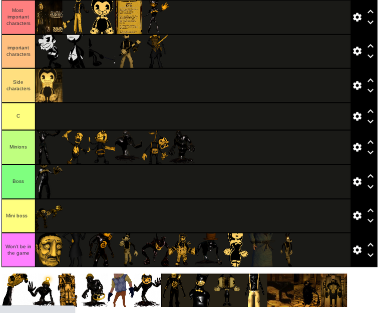 Here's my Bendy Characters tier list! : r/BendyAndTheInkMachine