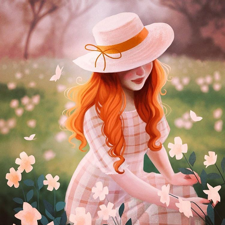 Рыжая девочка рисунок