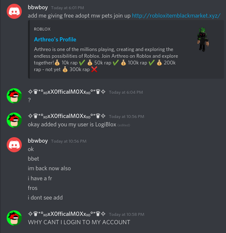 FREE ROBUX BOT Adds me on DISCORD (Oh no!!!) 