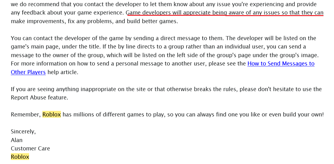 Roblox Customer Support Email