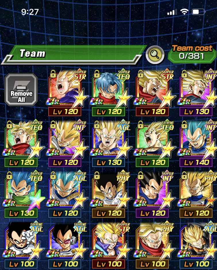 Can someone help me make a Vegeta Family team for the EZA AGL Rose