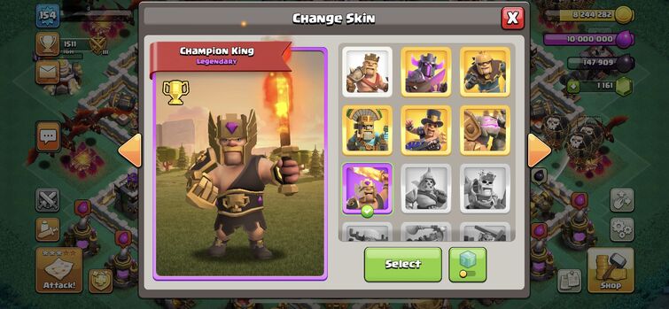 How to unlock the latest Champion King hero skin in Clash of Clans?