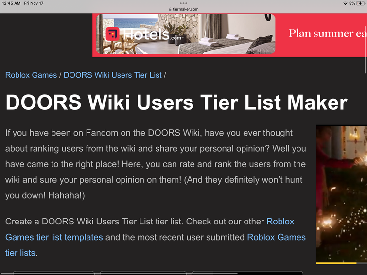 Create a Roblox Doors Tier List - TierMaker