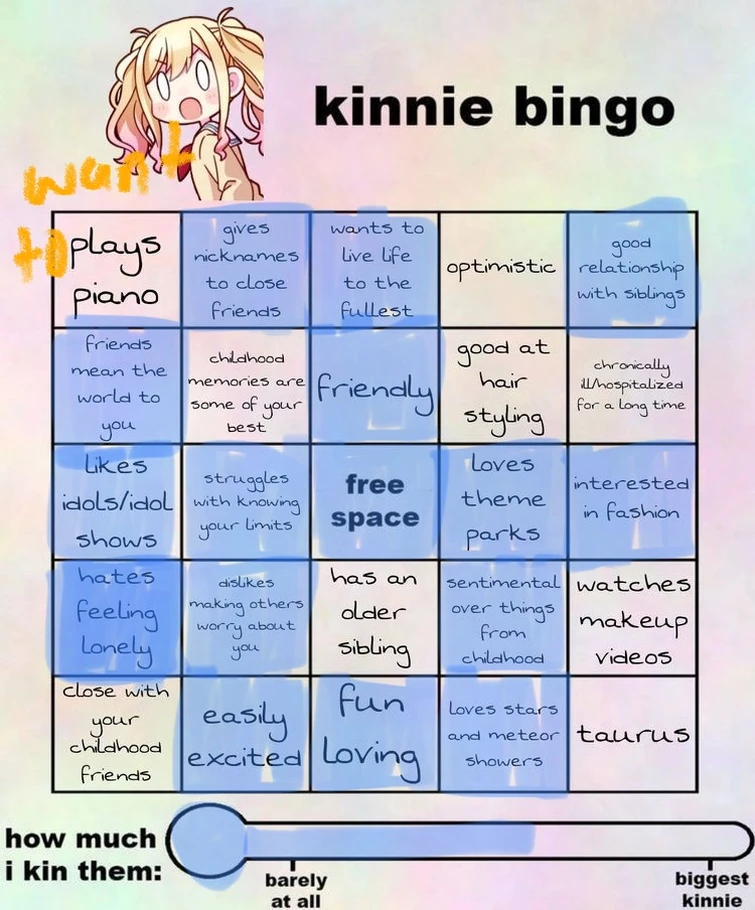 Doing kinnie bingos w my kins!!! Fandom