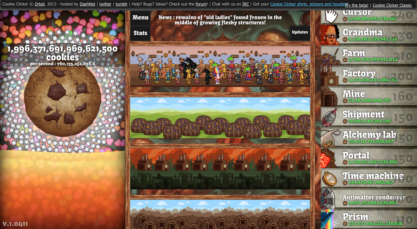 COOKIE CLICKER INSANE AMOUNT OF COOKIES