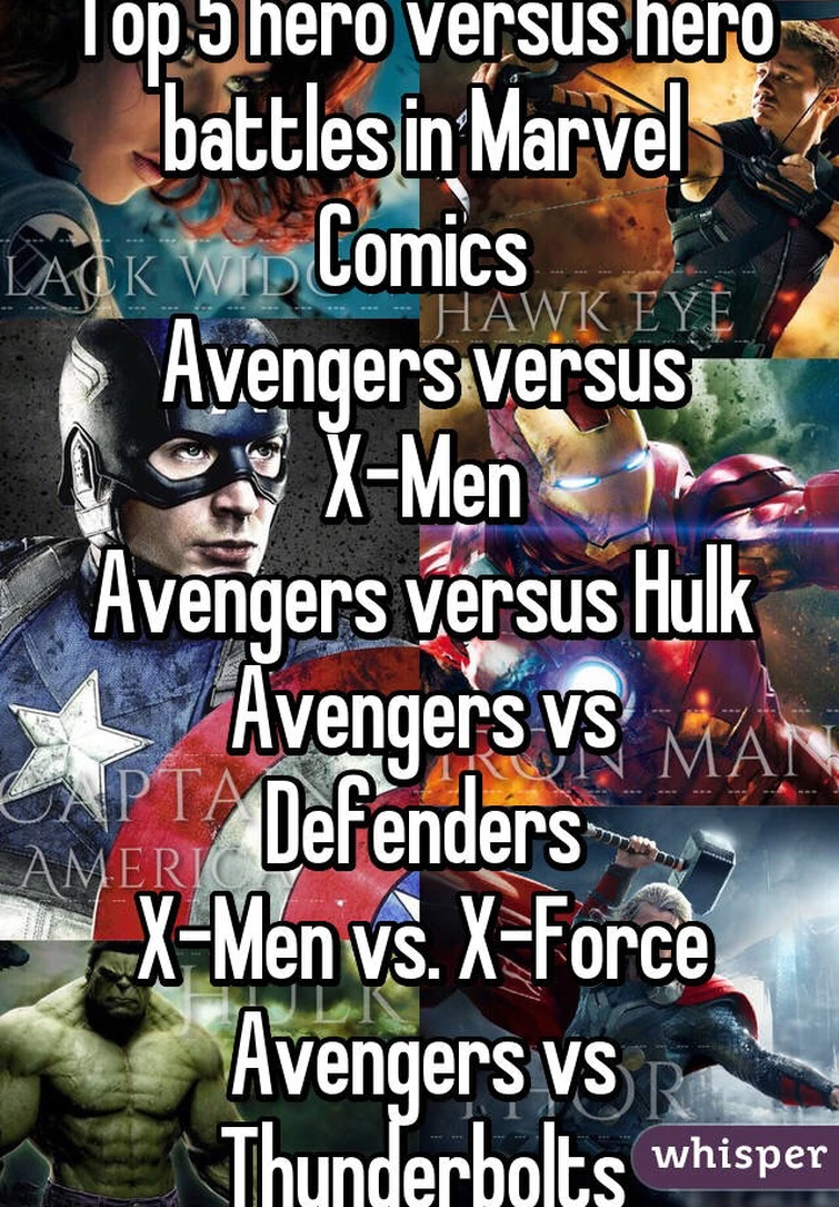 Are the top 10 Hero vs hero teams in marvel comics