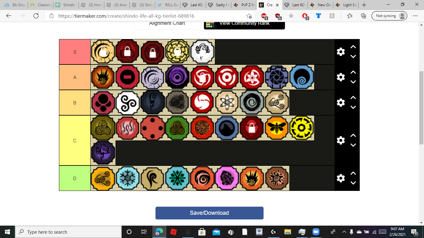 Create a Shindo life ALL itens Tier List - TierMaker