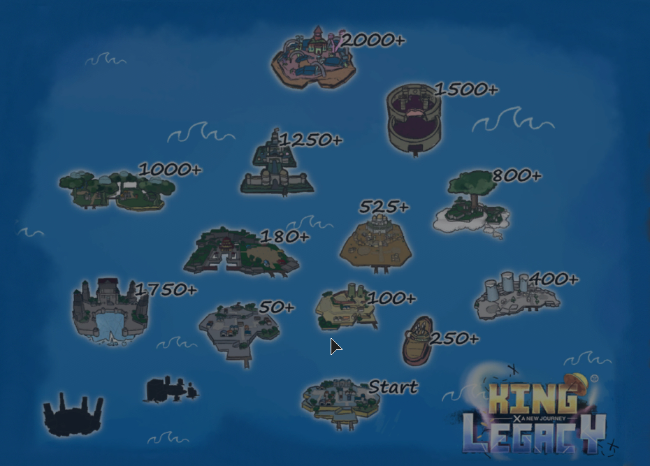 Mapa do King Legacy: ordem das ilhas e níveis recomendados