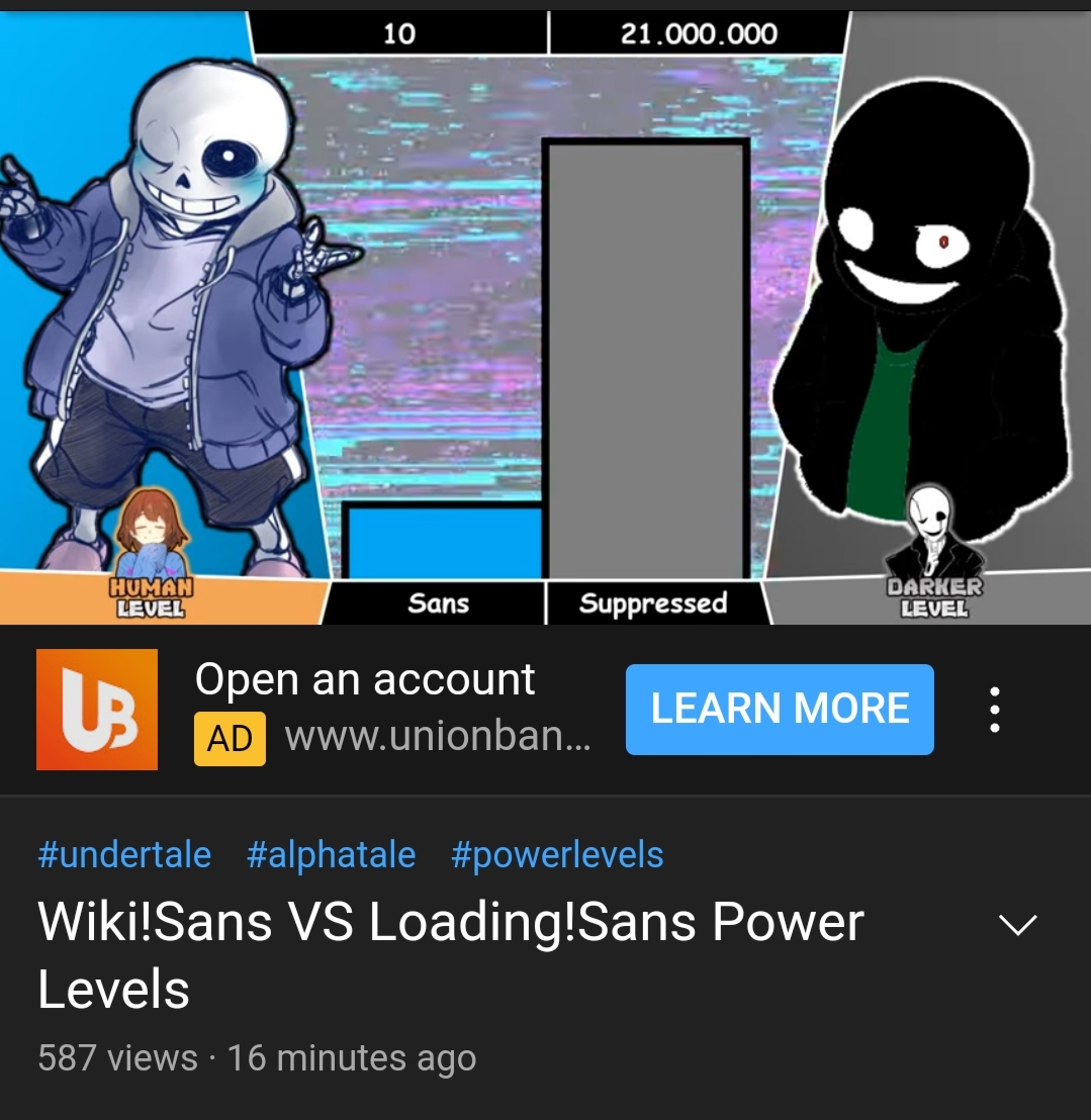 Wiki!Sans VS Loading!Sans Power Levels 