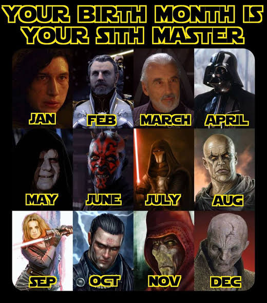 Your Birth Month Is Your Sith Master | Fandom