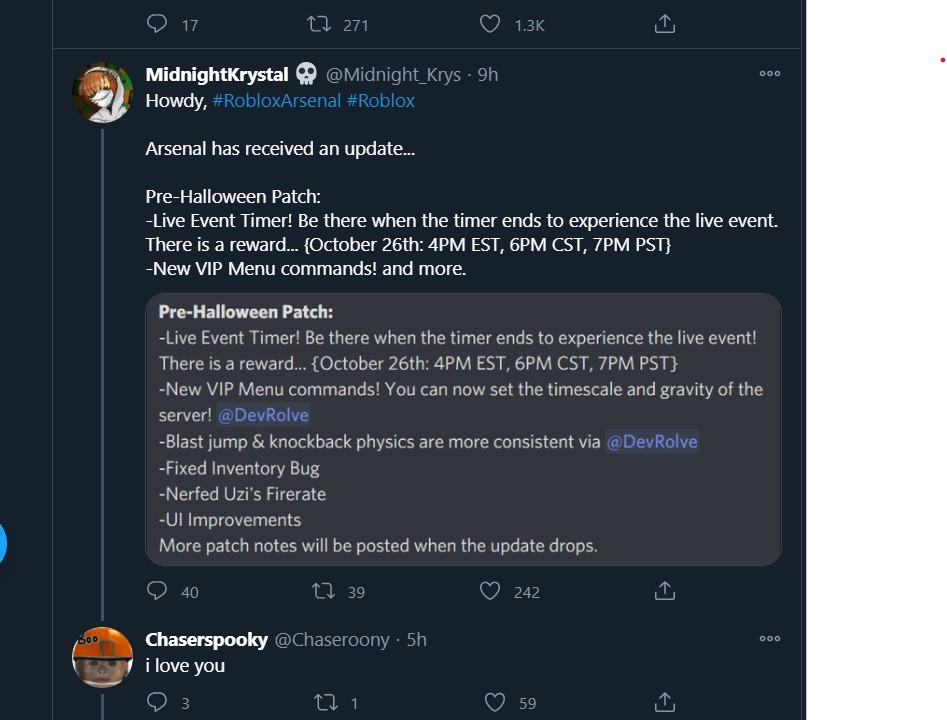 The Halloween Update Is Being Released Tomorrow Fandom - roblox arsenal vip server commands