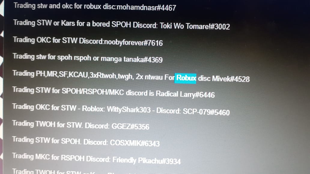 Trading Discord Roblox