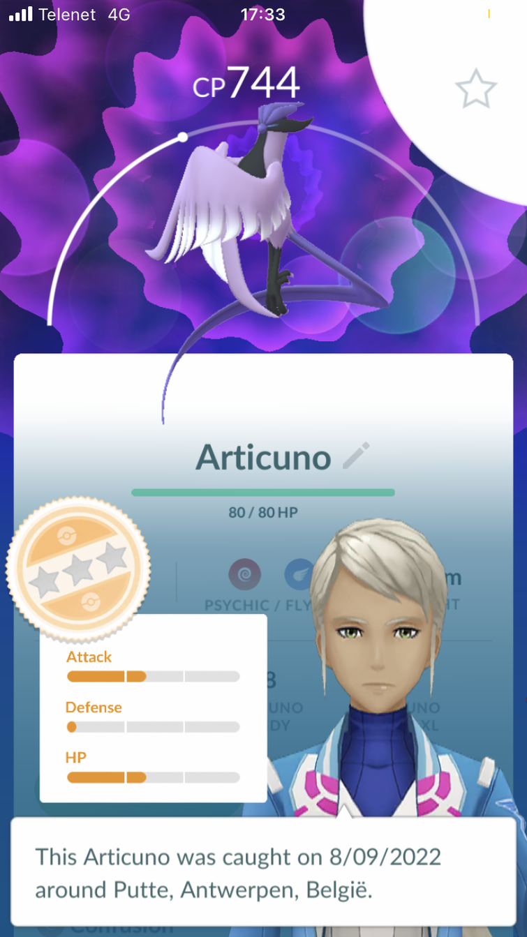 First Time Shadow Shiny Articuno in Pokemon Go 