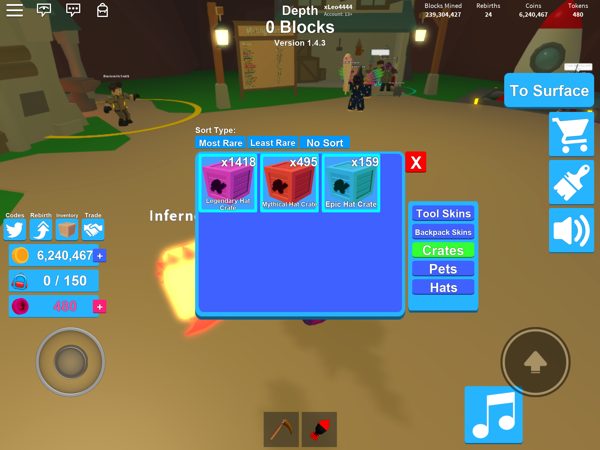 roblox mining simulator skins