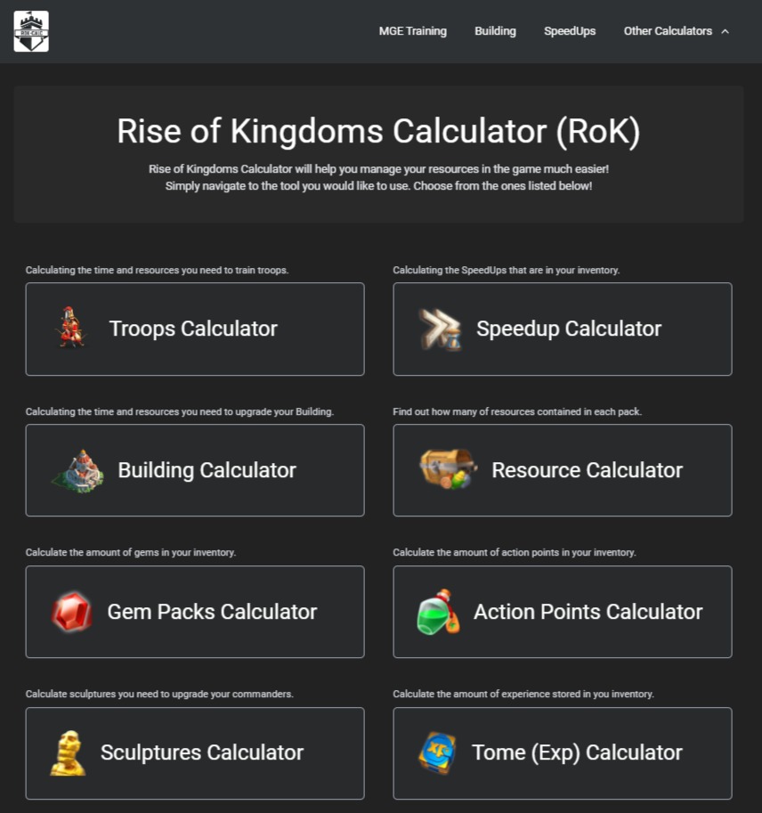 Rise of Kingdoms (RoK) Calculator! Fandom