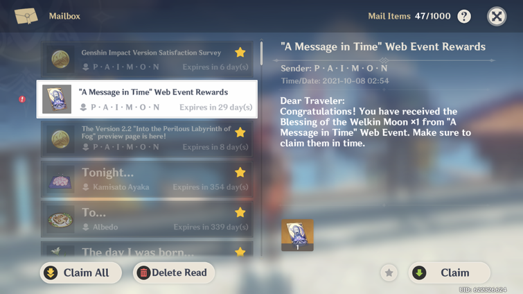 A message in time web event