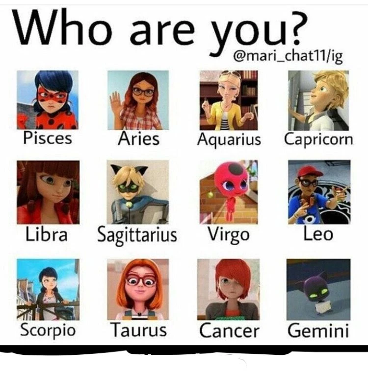 Miraculous Characters as Western Zodiac Signs Fandom