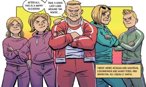 The Holts in the graphic novel of The Maze of Bones.