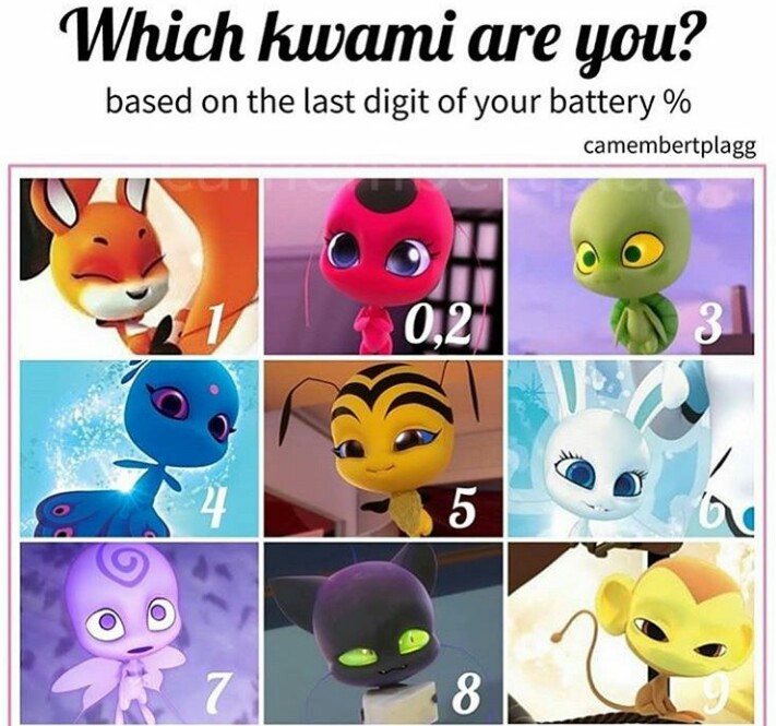 Miraculous - Your kwami partner is decided by your phone battery! Which one  is yours? #miraculousladybug