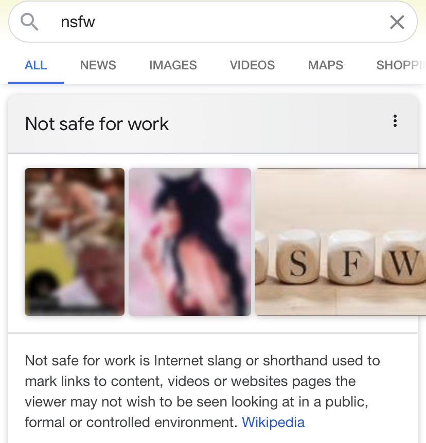 Not safe for work - Wikipedia