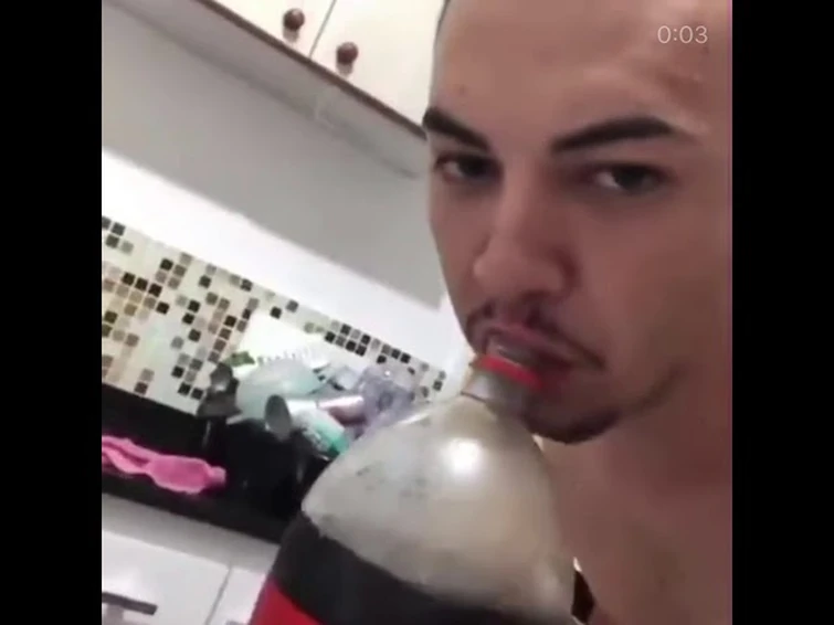 Guy Drinks Soda and Then Turns Distorted Meme