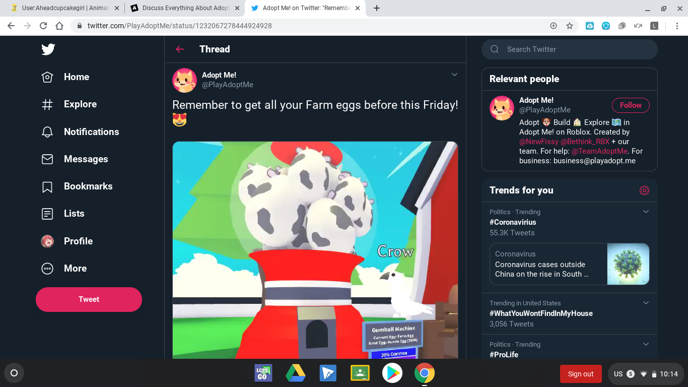 Make Sure To Buy Farm Eggs Before This Friday Fandom - twitter newfissy twitter roblox adopt me