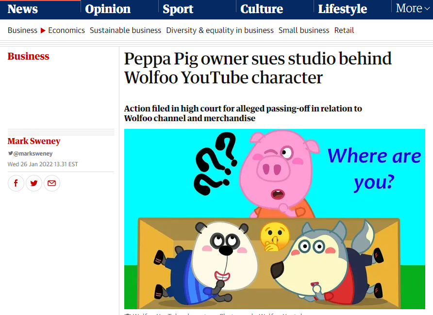 Peppa Pig' Owner eOne Sues Studio Behind  Channel Wolfoo