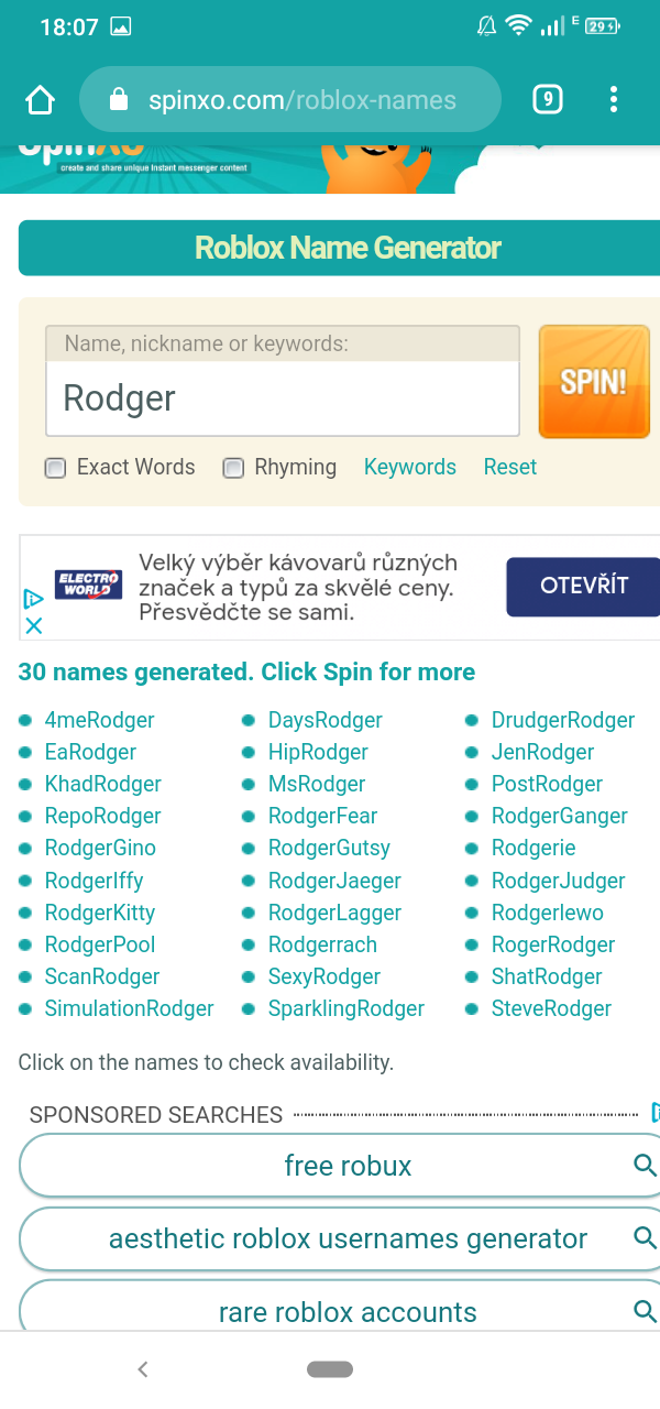 roblox name generator spinxo