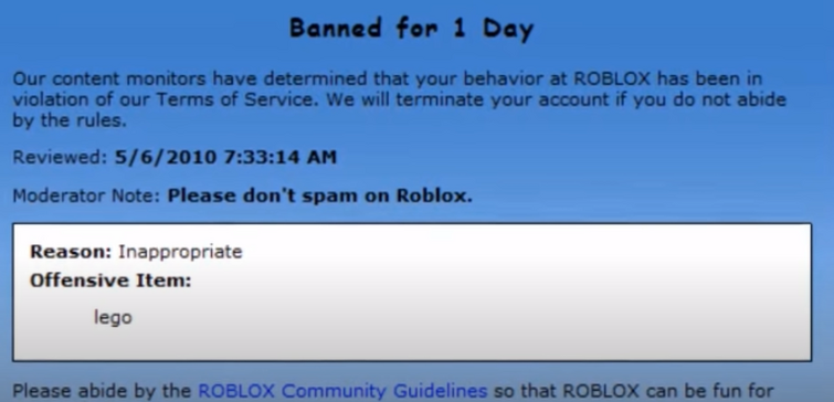 Account moderation, Roblox Wiki