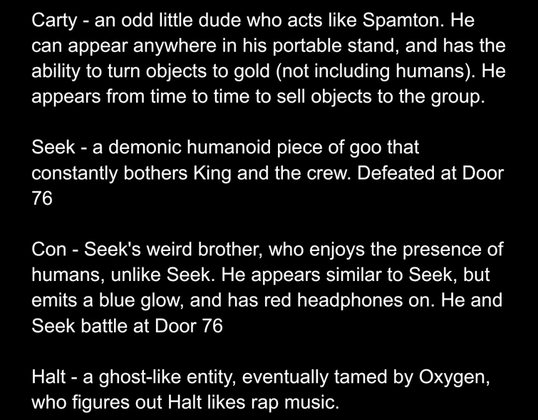 Doors Wiki Lore Character Descriptions V.2 Fandom