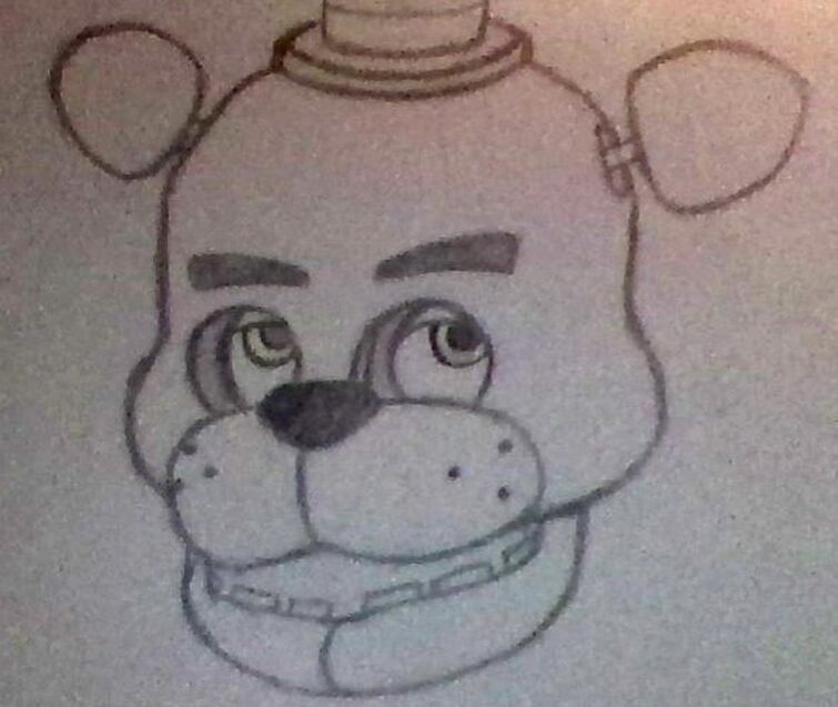 Tried drawing Freddy from memory. Forgot his defined muzzle, remembered the  eyebrows! : r/fivenightsatfreddys