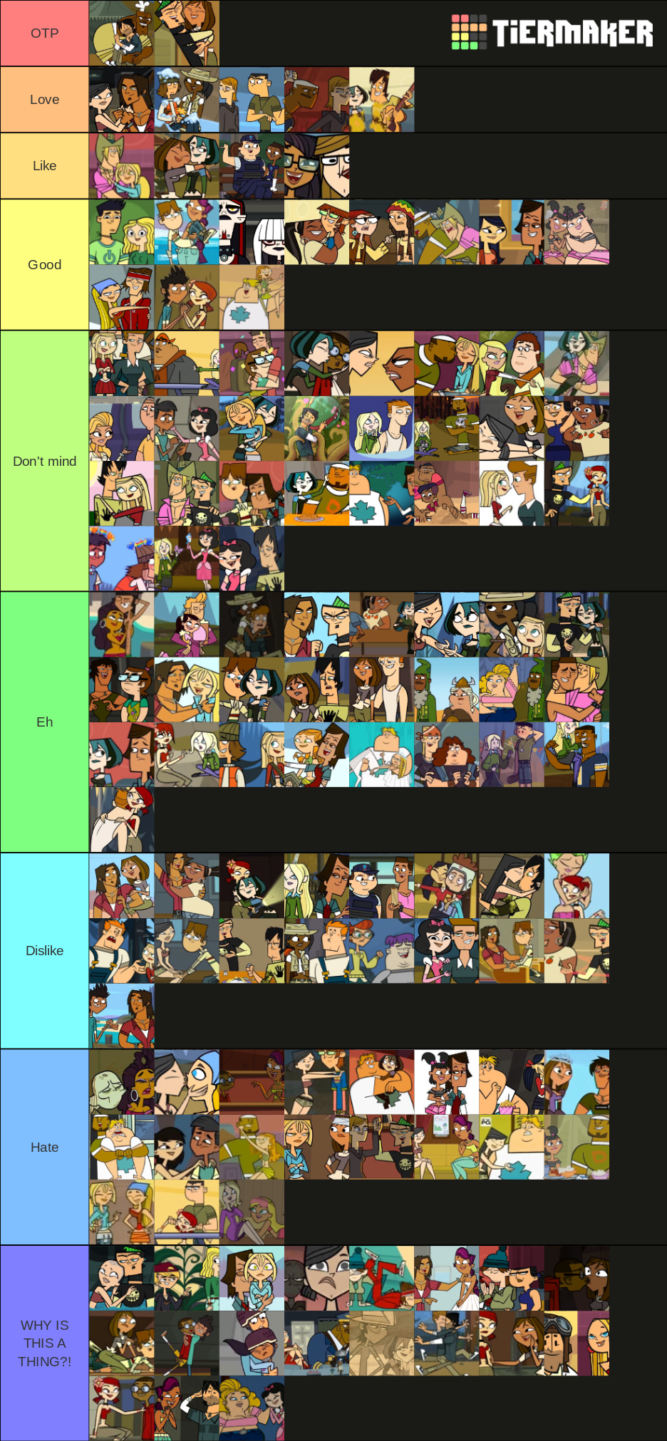 Total Drama Island 2023 ships tier list : r/Totaldrama