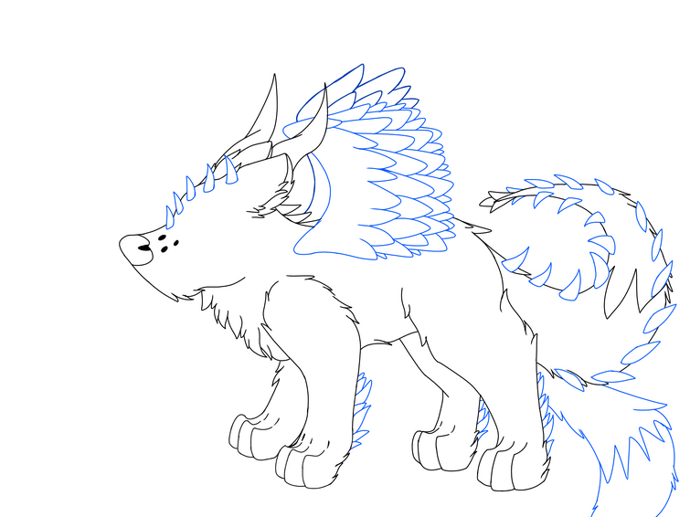 chibi wolf with wings