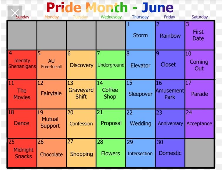 Does Anyone Have The June 2021 Pride Month Calendar Fandom