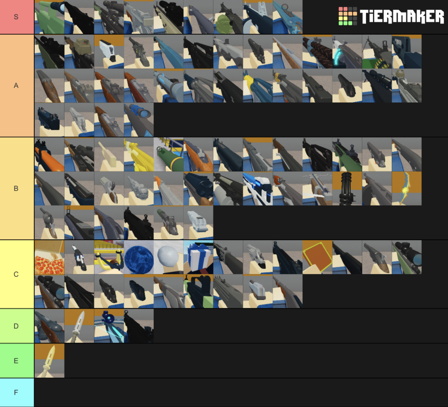 Weapon Tiermaker List Fandom - roblox arsenal melees