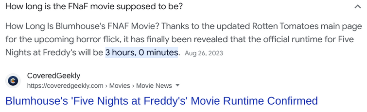 FNAF Movie Runtime Was Removed from Rotten Tomatoes 