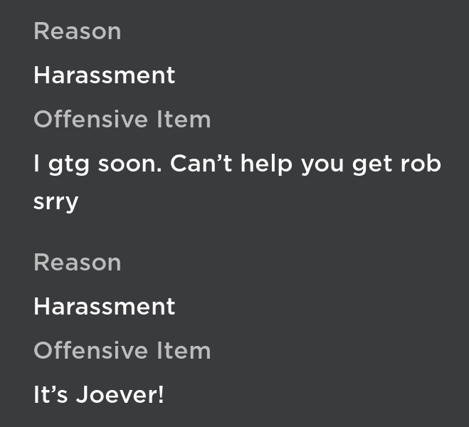 Roblox moderation is amazing!