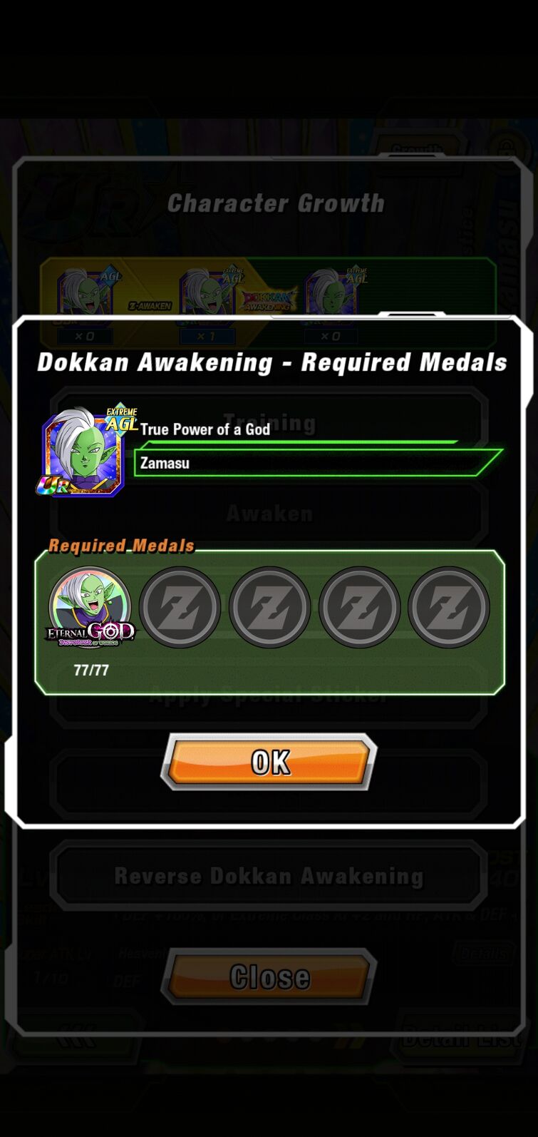 BUG Can t awaken all zamasu even after having awakening medals