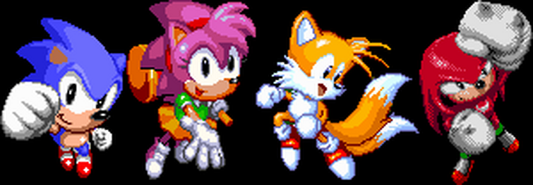 Sonic the Hedgehog - Tails, Amy, and Sonic sprite grid