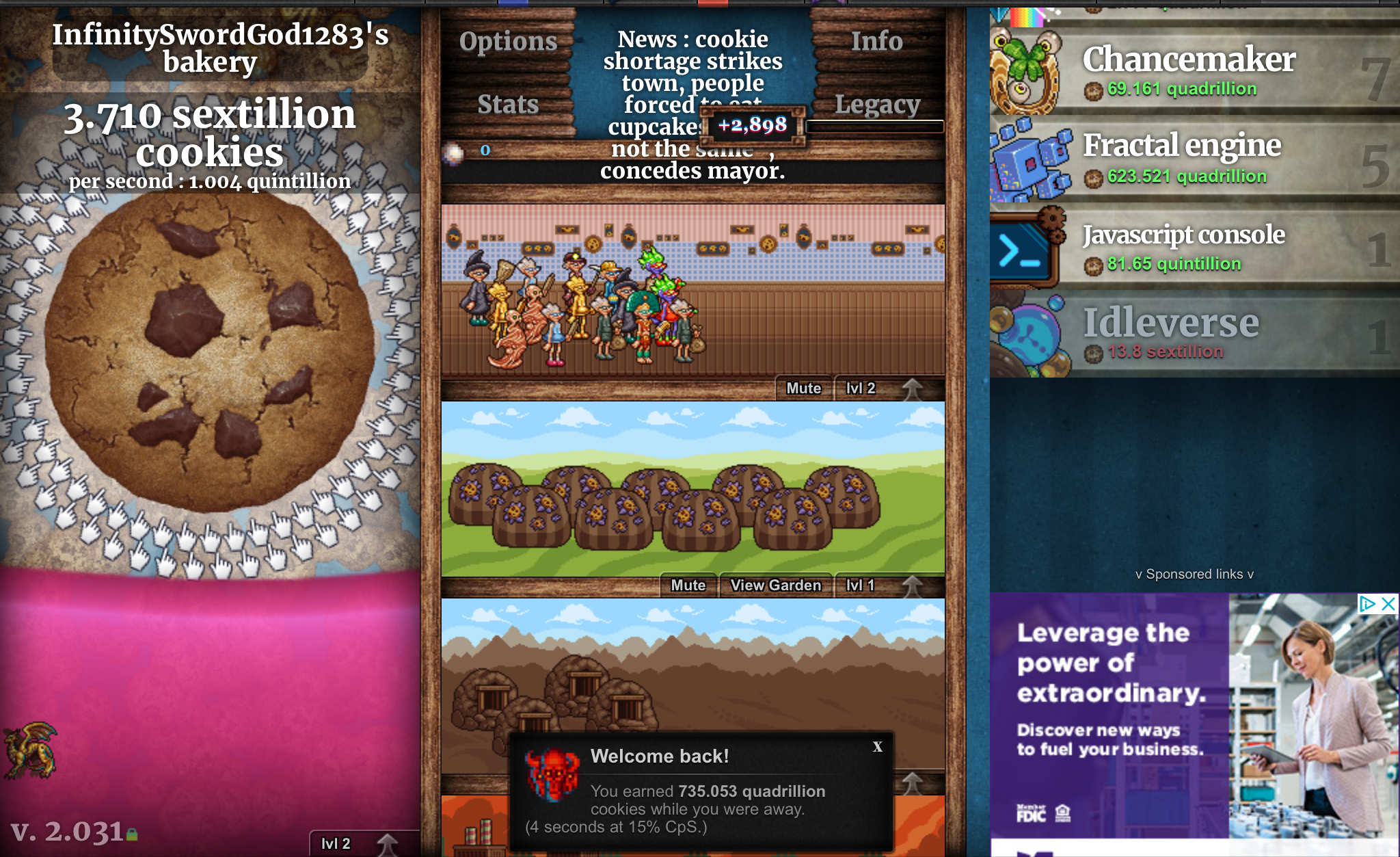 Cookie Clicker, Part 1 of trying to get 10 JavaScript Consoles