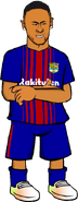 With Barcelona's kit.