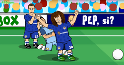 Azpilicueta watching Louise defending.