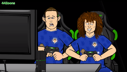 Gary Cahill playing FIFARCE 17 with Louise.